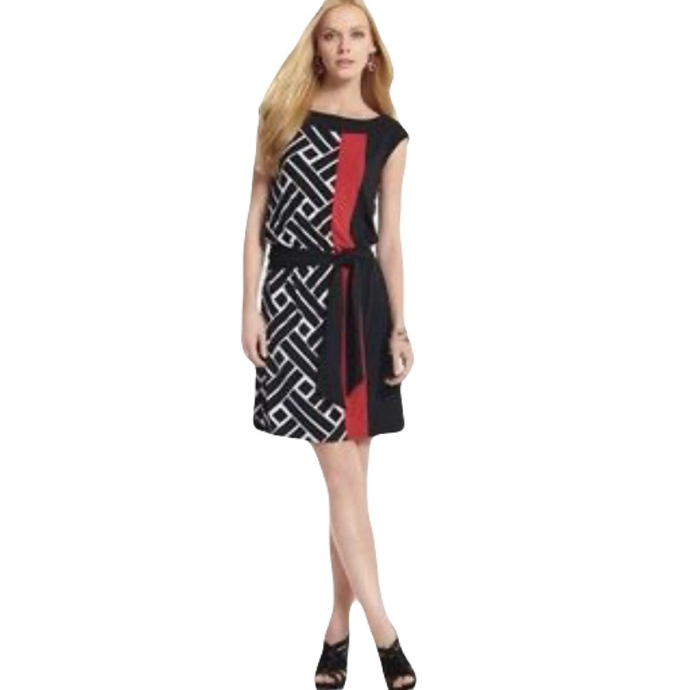 White House Black Market Printed Colorblock Dress